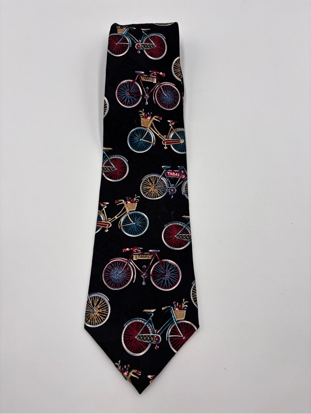 Men's BICYCLE PRINT Tie 100% Silk -Tabasco Brand- 57"  Colorful Necktie
